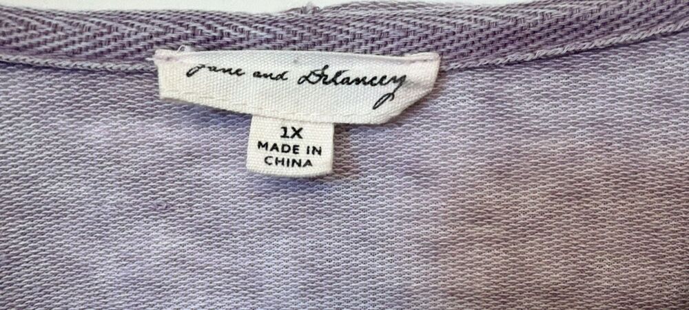 Jane & Delancey Womens Hoodie 1X Heathered Burnout Purple Ruffled Long Sleeve - Picture 6 of 13